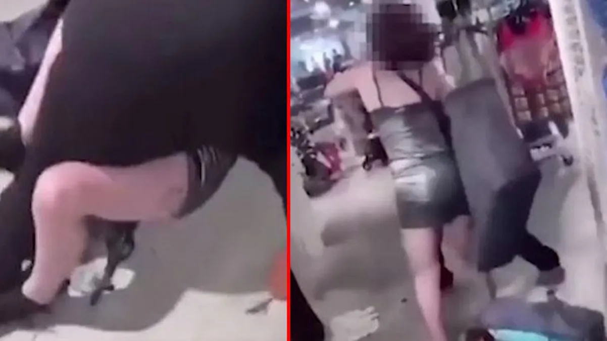 Kavga eden kadın altını tutamadı, mağazadaki müşteriler durdukları yerden olanları izledi